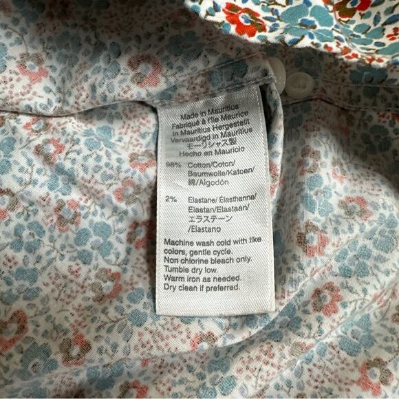 J.Crew Short-sleeve stretch Secret Wash shirt in white floral Size Large - Picture 5 of 8